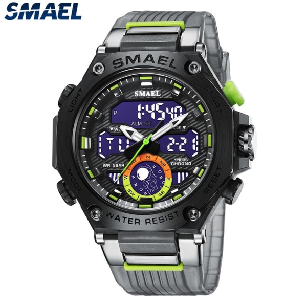 Nya digitala klockor för män Case Vattentät Funktionell Analog Sport Watch SMAEL 8069 Silver