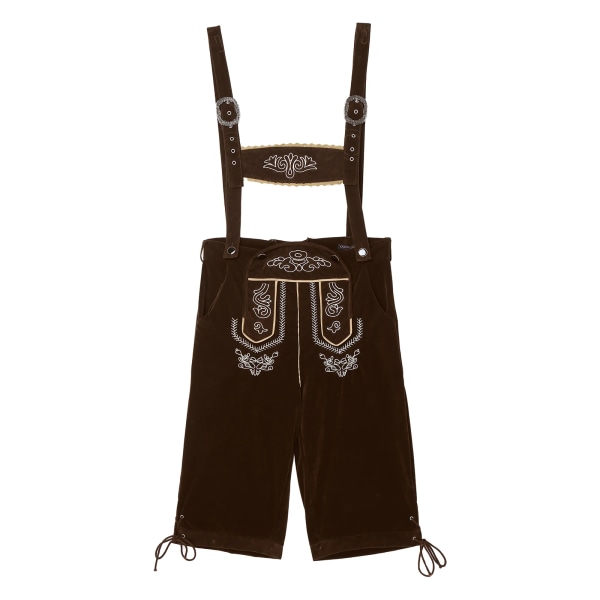 Klassisk kort för män Lederhosen Oktoberfest Retro Broderi Justerbara Hängseloveraller Wurstfest Autentisk tysk outfit Black L