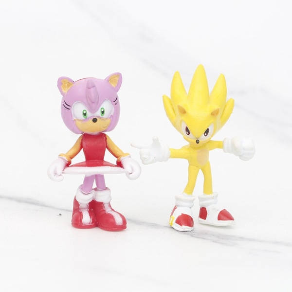 12 st Sonic The Hedgehog Actionfigur Anime Spel Barnleksaker Söta Miles Amy Docka Modell Prydnad Tårta Dekoration Födelsedagspresenter 12pcs action figure 5cm