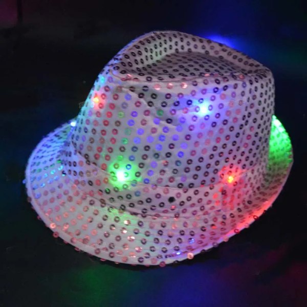 Fedora Blink Paljett Light Jazz Cap Hip Hop Hatt Glasögon Slips Glow Neon Party Bar-Typ 16 Type 16 one size for all