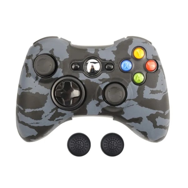 Mjukt case för Xbox 360 Cover Gummiskalskin för Xbox 360 Controller Joystick Caps Tillbehör Tumgrepp Black Camo