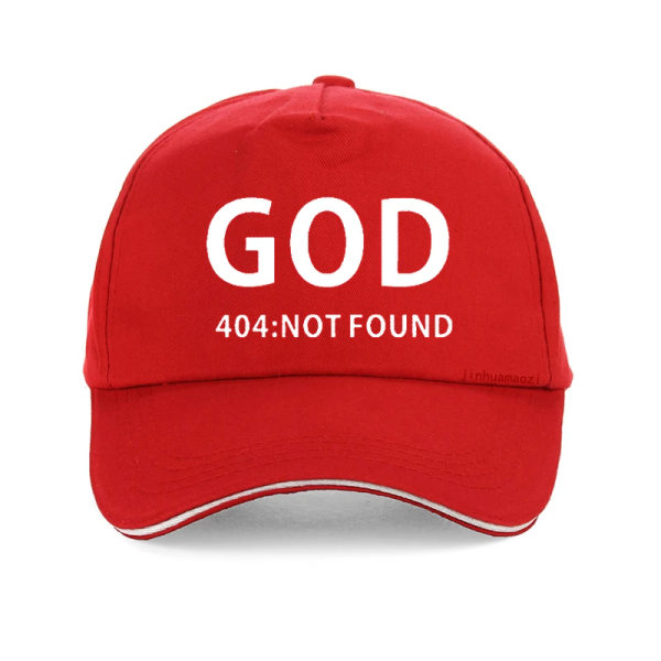 GUD 404 FINNS INTE Ateism Religion Ateist ROLIG humor PRINTED cap Red