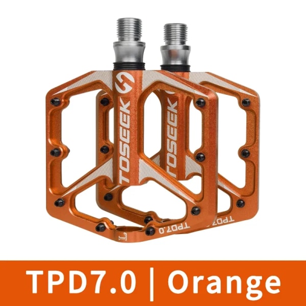 TOSEEK-aluminiumlegering cykelpedal, 2 lager, anti-slip fotplatta, snabbkopplingslager, cykeltillbehör, 7.0 TPD7.0 Orange