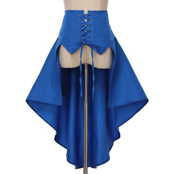 Viktoriansk burleskkjol Gotisk Steampunk-korsettdräkt Punk svarta bustle-kjolar Royal Blue L