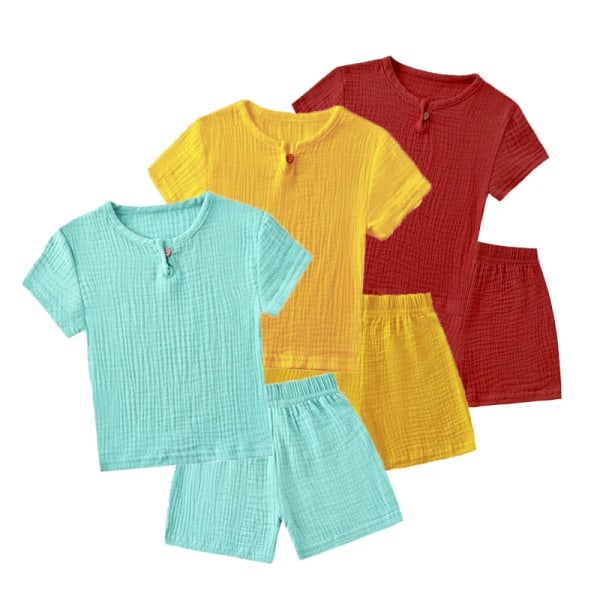 Sommar Barnkläder Set Linne Sportkläder För Baby Girl Pojke Kläder Set T-shirts+shorts 2 delar Barn 1-6 år Kläder TZ2317-Brown 2-3T(100)