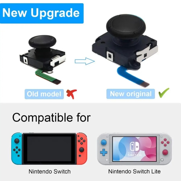 Original 3D Analog Joystick Joypad Byte Vänster/Höger Reparationssats tumpinnar Sensor med 4 "Y"-skruvar för Nintendo Switch 3