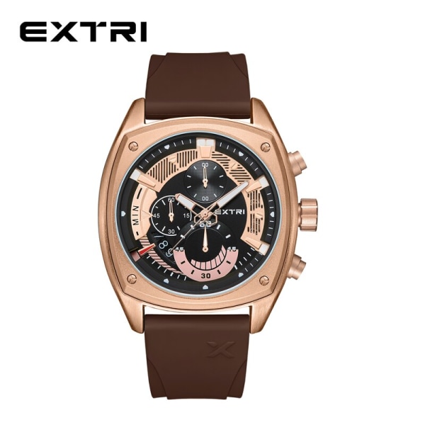 Extri Bästa Nya Herrklockor Toppmärke Lyx Quartz Watch Man Premium Vattentät Sport Kronograf Watch Herr Silikonklocka X6056-J
