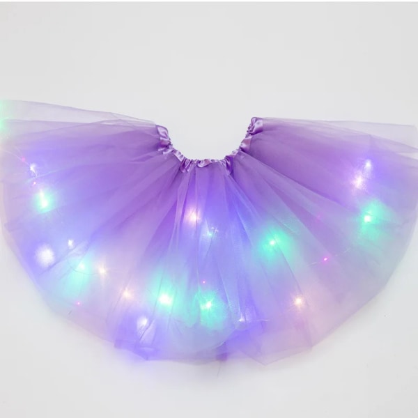 Flickor Pettiskirt LED Glitter Tutu Kjol Barn Prinsess Balklänning Födelsedagsfest rose