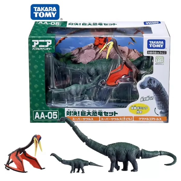 Takara Tomy Tomica Ania Djuräventyr AA-05 Showdown! Jätte Dinosaurie Set Resin Barn Pedagogisk Mini Action Figur Toy Bauble Beige