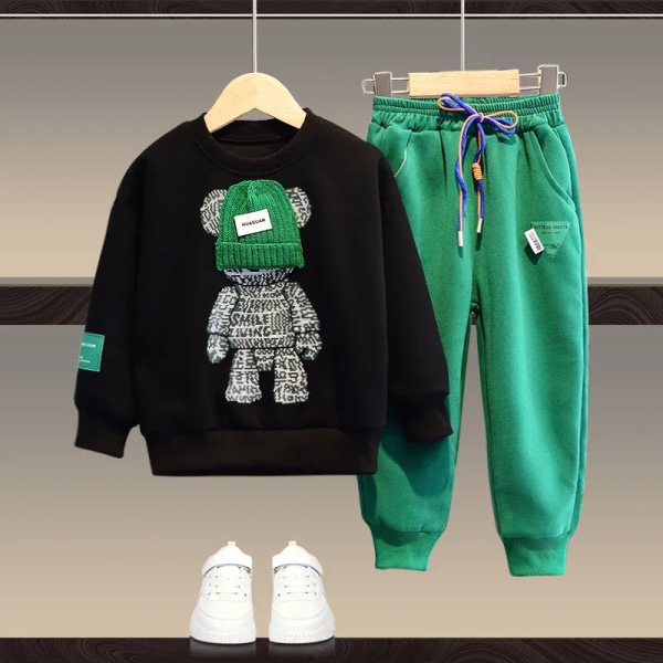 Pojkar och flickor Set Barn Hooded Ytterkläder Toppar Byxor 2st Outfits Barn  Tonårsdräkt Kostym Vår Höst Trend Black 150CM(10-11T) 81b6 | Black |  150CM(10-11T) | Fyndiq