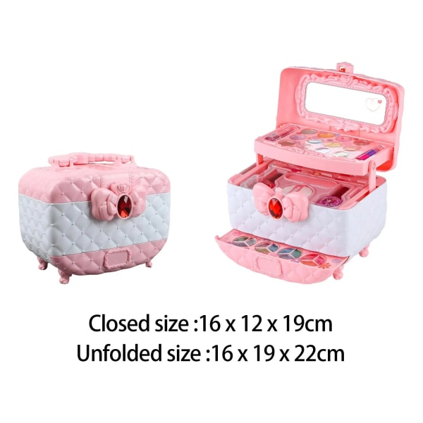 Smink Set med case Princess Toy med spegel Tvättbart Makeup Set Leksak för barn Barn Småbarn Födelsedagspresenter