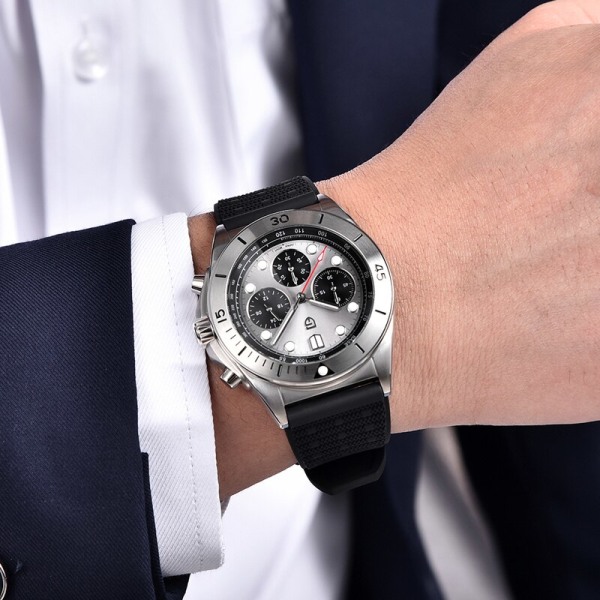 PAGANI DESIGN 2023 Nya Herrklockor Chronograph Quartz Watch For Herr Dykning Armbandsur i rostfritt stål män Lyxigt Safirglas Gray