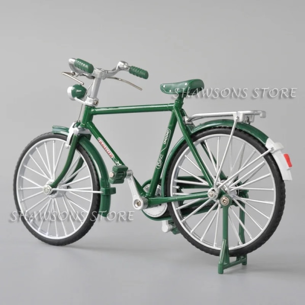 Retro Metal Metal Metry Model Sub-gjuten Metal 1:10, Miniatyr Vintage Urban Cykelreproduktion för män, Samling - Leksaker för fordon Green in Box