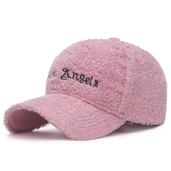 D&T Fashion Fluffig cap Herr stickad varm vinter ren färg Casual pink