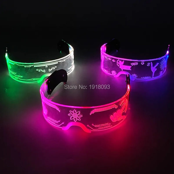 Mode Coola LED-glasögon Lysande neonljusglasögon Glödande Rave-kostym style B