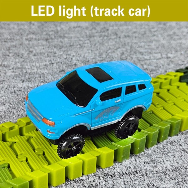 LED-lysande dinosauriebilar för lätt racingbana, elektronisk bil, blinkande leksak för barn, järnväg Shoous maskinbana because