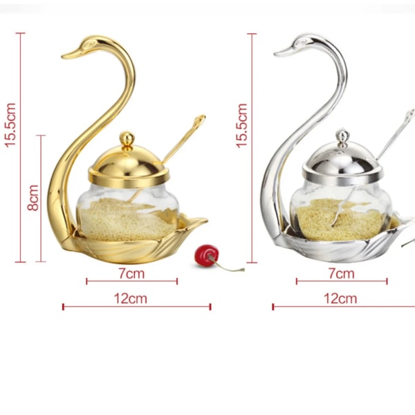 Creative Swan Aluminium Kryddor Set Kryddor Behållare legering Kryddglasburk Salt Sockerskål Peppar Organizer Ceramics gold