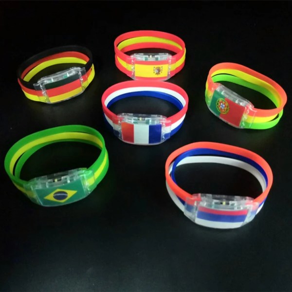 World Cup Ryssland National Flag LED Armband Glow Watch Brasilien USA Spanien Fotboll Israel