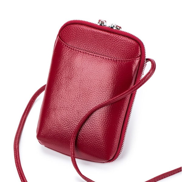 Damväska Crossbody-väska i äkta läder Kvinnor liten axelhandväska Högkvalitativt koläder Mobiltelefonväska Väskor Messenger-väska för kvinnor Wine Red