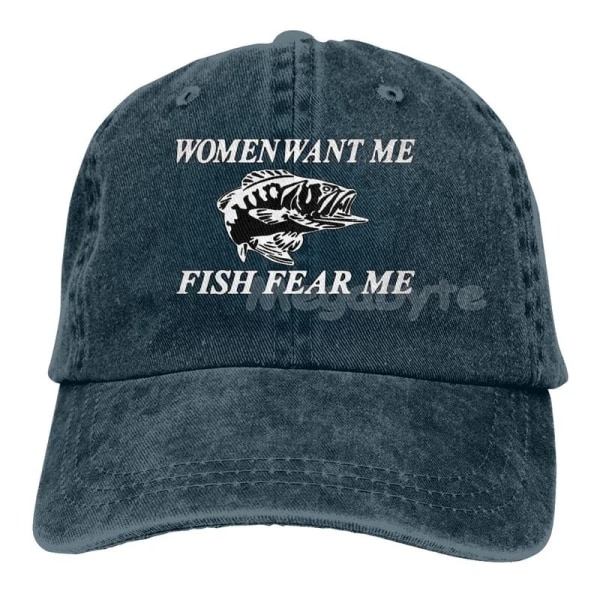 Baseballkeps med tryck \"Women Want Me Fish Fear Me\" - Unisex för vuxna fish 2