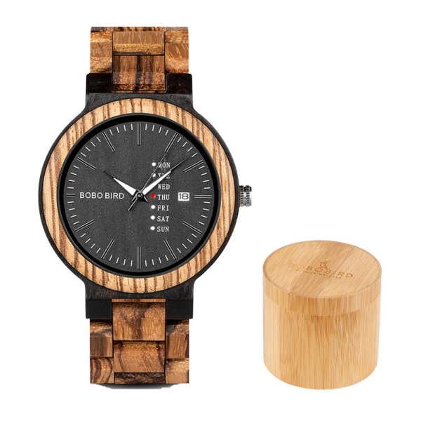 BIRD Watch Färgglad watch för kvinnor vecka datumvisning Quartz Wood Armbandsur för män kvinnor reloj mujer O26-2