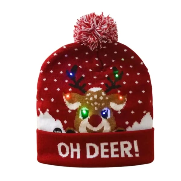 LED julstickad mössa Light Up Xmas cap unisex vintermössa tröja mössa med färgglada lysdioder för jul nyår 8