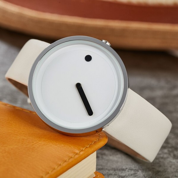 Minimalistisk unisex för män Kvinnor Par Enkel Stil Watch Dial Quartz Armbandsur Man Kvinna Unik pekklocka 6