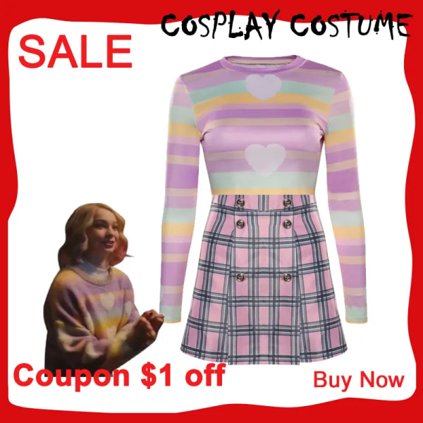 Onsdag Cos Adams Enid Sinclair Cosplay Kostym Kjol Skjorta Outfit Girls Pullover Halloween Carnival Party Kostym För Kvinnor A XL
