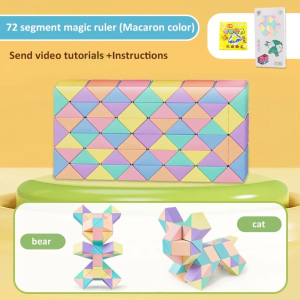 24-72 segment Magic linjal Ormkub Flerfärgad 3D-pussel Fidget toys Transformbara kuber Barnutbildningsleksaker Present Cubo Magico C 72 segments