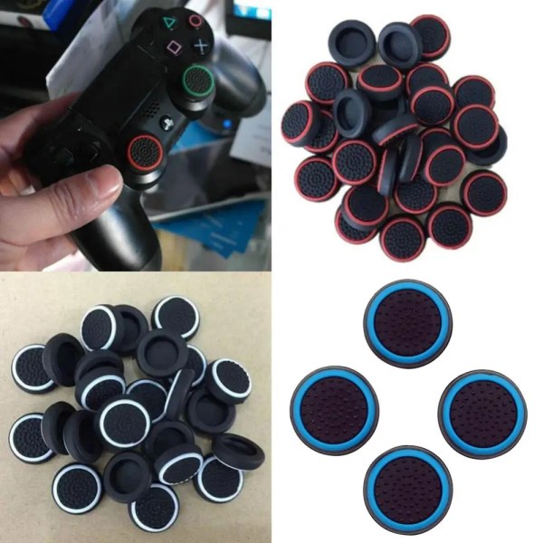 4st halkfri silikon analog joystick Thumb Stick Grip Caps Fodral för PS-3 PS4 PS5 Xbox 360 Xbox One Controller Blue