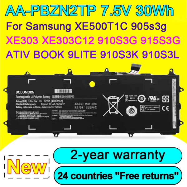 Laptopbatteri AA-PBZN2TP för Samsung Chromebook XE500T1C-905S3G XE303C12-A01US XE500T1C- 910S3G-serien i lager Hög kvalitet
