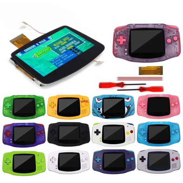 2023 New V5 Drop-in GBA IPS Laminated LCD Backlight Kit för Nintendo GameBoy Advance High Brightness Screen Clear Green