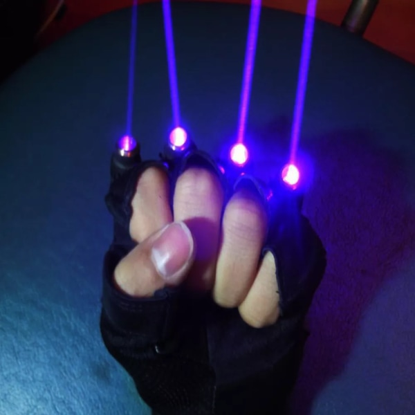 Violettblå laserhandskar med 4st 405nm laser, scenhandskar för DJ Club A pair of gloves