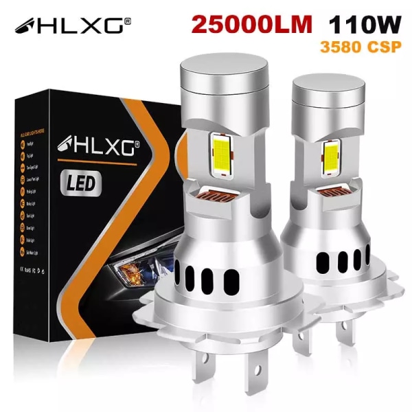 -HLXG Turbo H7 LED CANBUS-ljus 110W 25000Lm Mini-strålkastare 3580 CSP Trådlös bil LED-strålkastare med fläkt 6000K Vit 12V H7