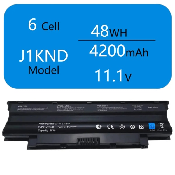 Laptopbatteri J1KND för Dell Inspiron 13R N3010 N3110 14R N4010 N4050 15R N5010 N5110 N5030 17R N7010 N7110 4T7JN W7H3N 04YRJH J1KND 11.1V 48Wh