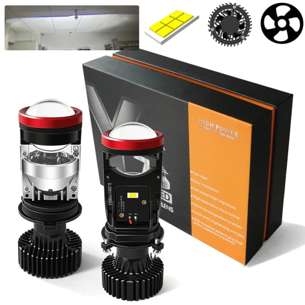 2PCS-Y7D-2PCS LED-strålkastare Projektor H4-lampor Minilins Auto LED H4 120W Kit Konvertering För bil Helljus Halvljus Turbo Fläktlampa Lampa 2PCS-Y7D H4/9003/HB2 Hi/Lo