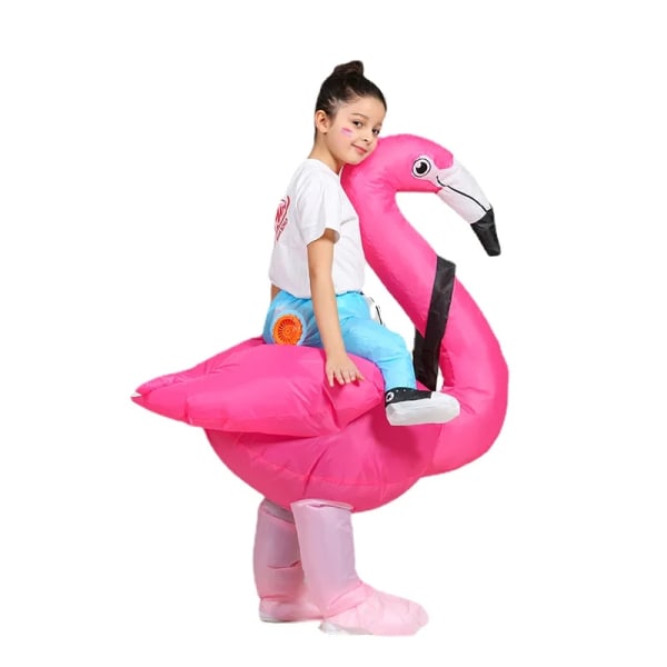 Flamingo uppblåsbar dräkt julmaskot Halloween kostym för kvinnor Vuxna Barn Tecknad Anime Maskot Cosplay till fest Kids One Size