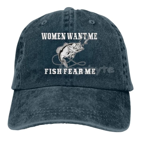 Baseballkeps med tryck \"Women Want Me Fish Fear Me\" - Unisex för vuxna fish 9