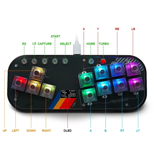 Mini HitBox Controller SOCD Arcade Stick Tangentbord RGB Cherry Switch för PC Android PS4 Misterfpga MINI FB TRNRE
