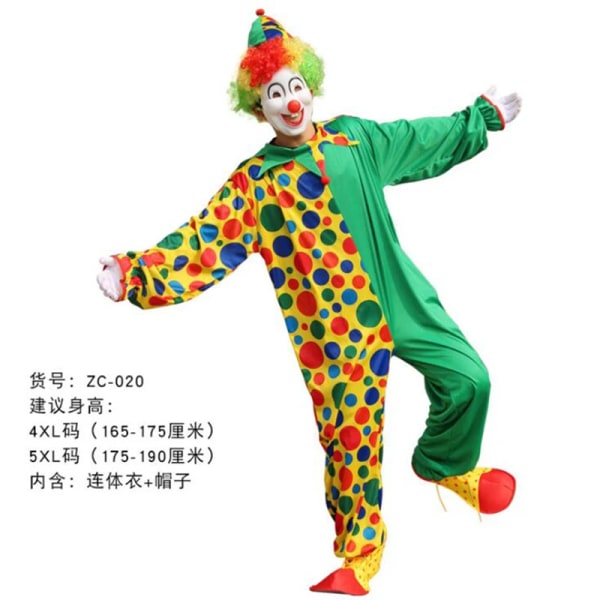 Halloween Män Cirkus Clown Cosplay Kostymer Vuxen Barn Rolig Set Med Hatt Stygg Harlekin Uniform Fancy Kläder För Pojke Flicka Adult I L