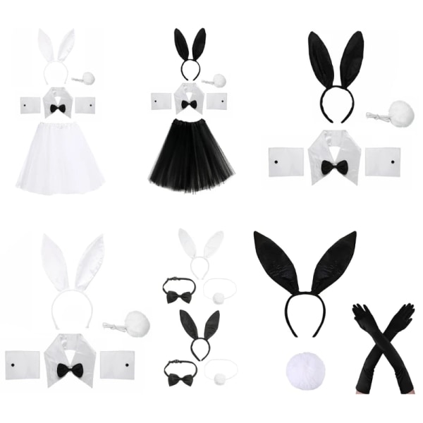 Påskhare Kostym Set Bunny Cosplay Kostymer För Kvinnor Kanin Pannband Dräkt Bunny Tutu Kostym Karneval klä upp Partihandel 1 One Size