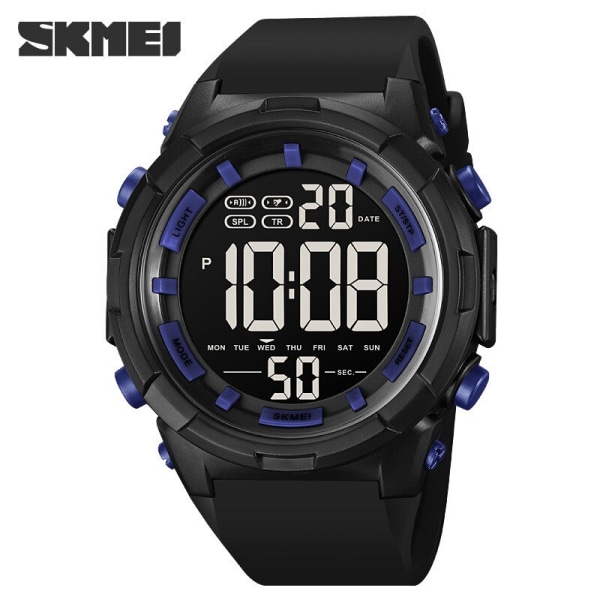 NYA SKMEI Mode Militära Sportklockor Alarm Countdown 50M Vattentät utomhus Digital Watch Herr LED Elektroniska Armbandsur Blue