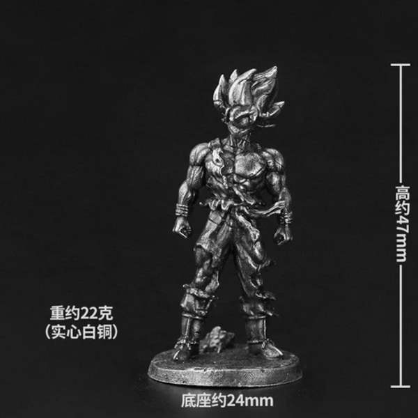 Metall Solid Ren koppar Anime Actionfigurer Modell Son-Goku Miniatyrscen Diorama Skrivbordsspel Ornament Leksaker Gör gammal statyett