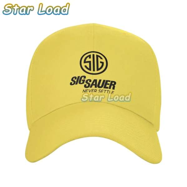 Sig Sauer Firearms Never Settle Logo Retro Klassisk Gevär Pistol Vapen Jakt Cap-17