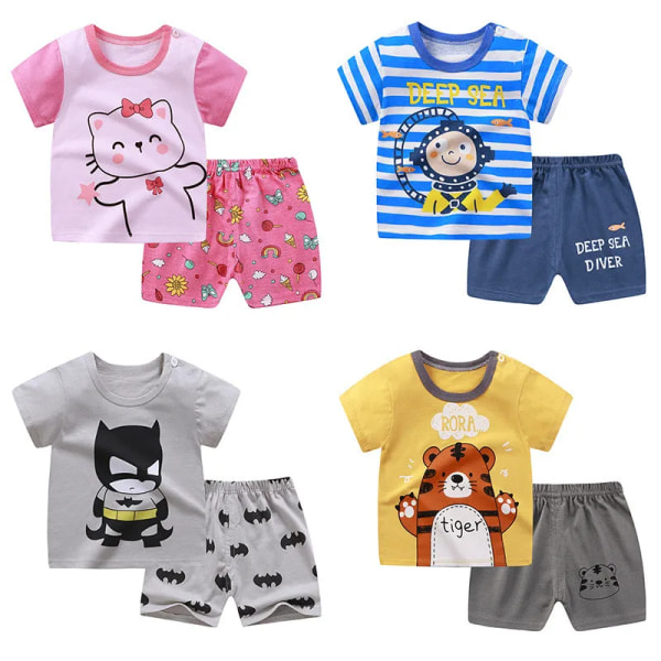 Märke Bomull Baby Fritidssport Pojke T-shirt + shorts Set Toddler Baby 7 4t to 5y 120