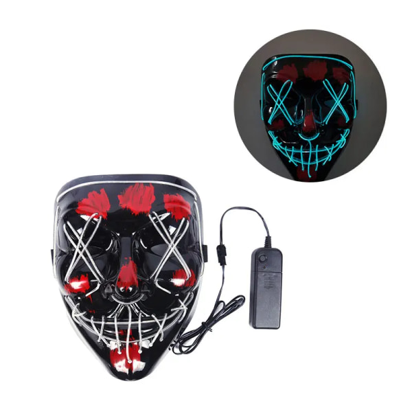 Halloween LED Glödande Neon Mask Skrämmande Cosplay Party Mask Light Up Masque Masquerad style C