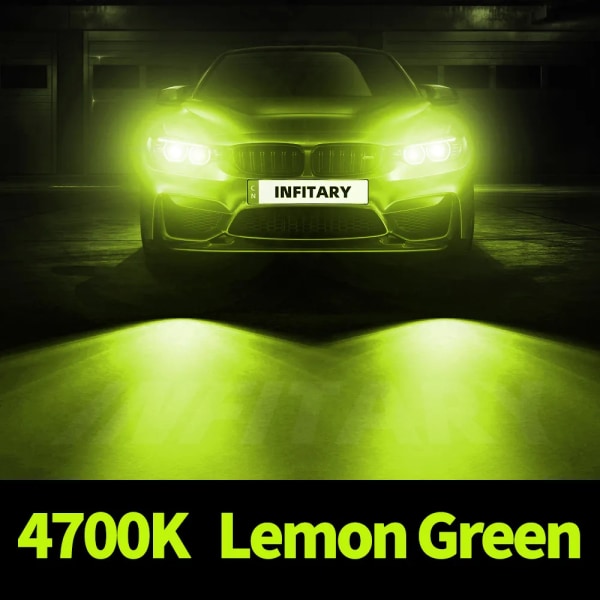 4700K Citron Grönt-Infitary Canbus Bilstrålkastare Glödlampa LED H4 H7 H1 H3 H11 H13 H27 880 HB3 HB4 9004 9007 20000LM CSP 6500K 4500K På Auto Dimljus 4700K Lemon Green 9006/HB4