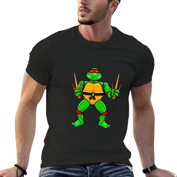 80-talet Raphael Action Figure T-shirt koreansk mode vanlig t-shirt pojkar print skjorta överdimensionerade t-shirts för män Green 6XL