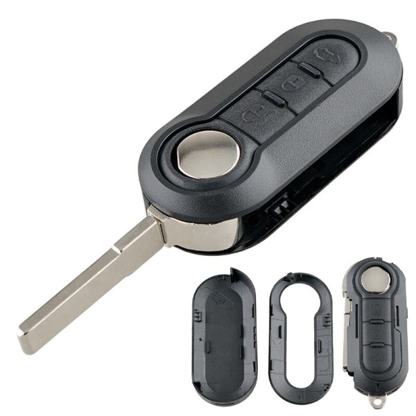 Vikbar bilnyckel med 3 knappar, fjärrkontroll, case, tillbehör till Fiat 500, Doblo, Ducato, Krasnopunto, Kit