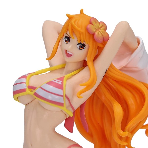 21 cm One Piece Nami Figur Grandline Girl's On Vacation Nami Röd Grön Samlarfigur Leksaker PVC Action Model Dockor Presenter